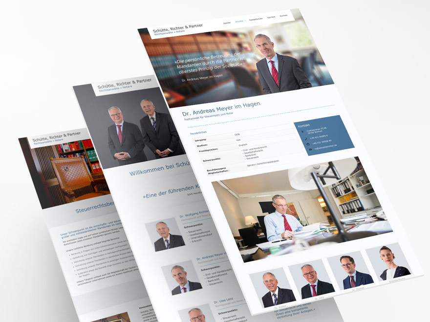 Website der Kanzlei Schütte, Richter & Partner